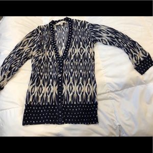 LOFT animal print 3/4 sleeve cardigan, XSP worn 1x